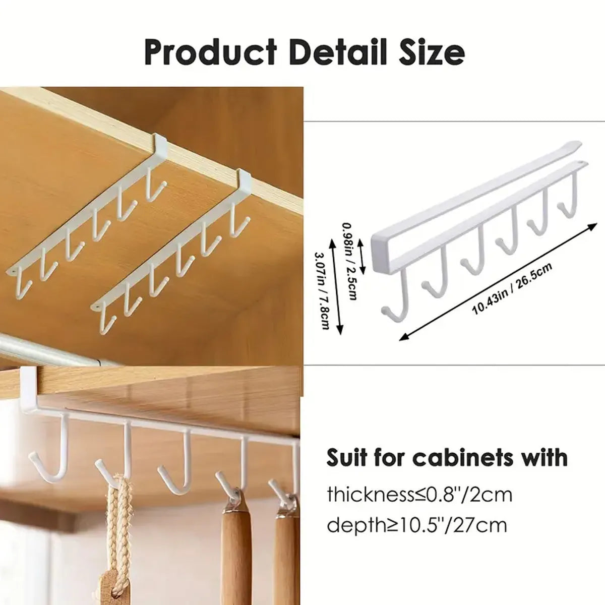 Iron Under-Shelf Storage Hook Rack