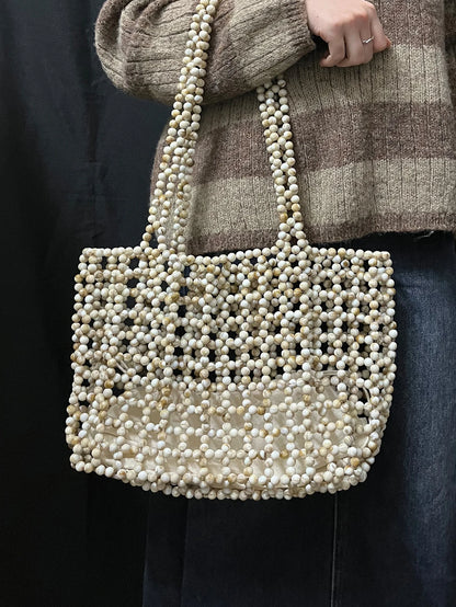 Handmade Pearl Beaded Shoulder Handbag