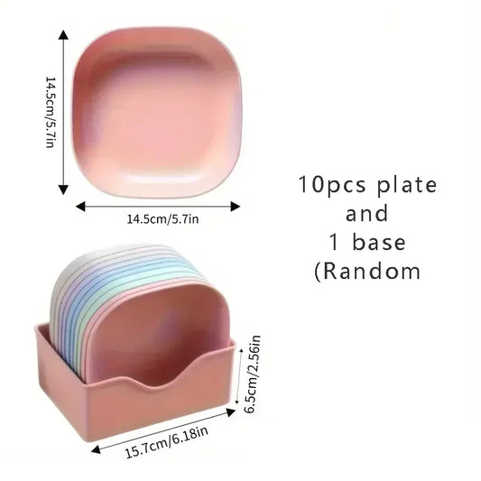 Square Plastic Snack Plates Set
