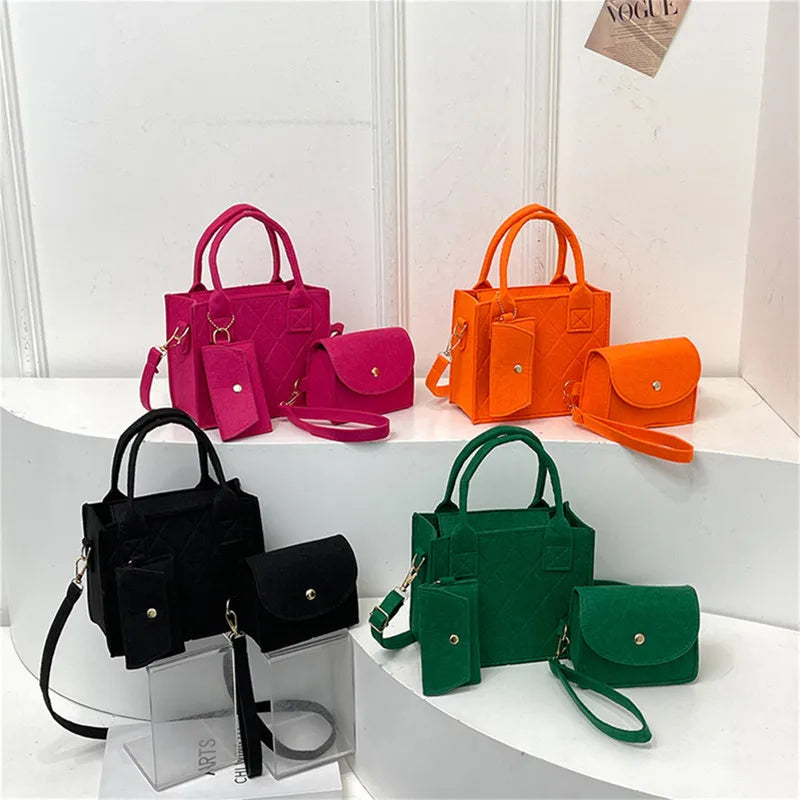 Felt Tote, Crossbody Bag & Wallet Set for Everyday Use