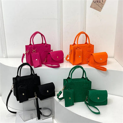 Felt Tote, Crossbody Bag & Wallet Set for Everyday Use