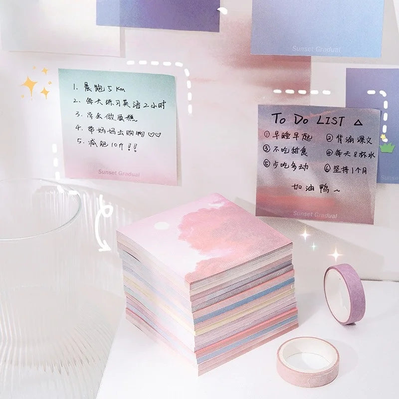 200 Sheets Gradient Color Sticky Notes Set