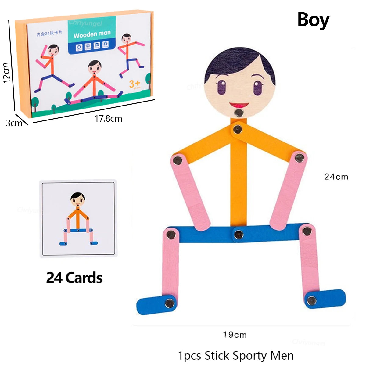 Montessori Stick Sporty Men Puzzle Toy