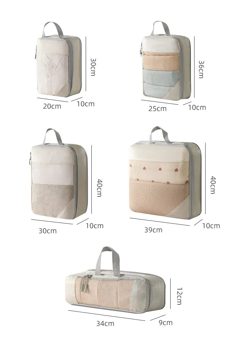 Travel Packing Cubes Compression Organizer Set