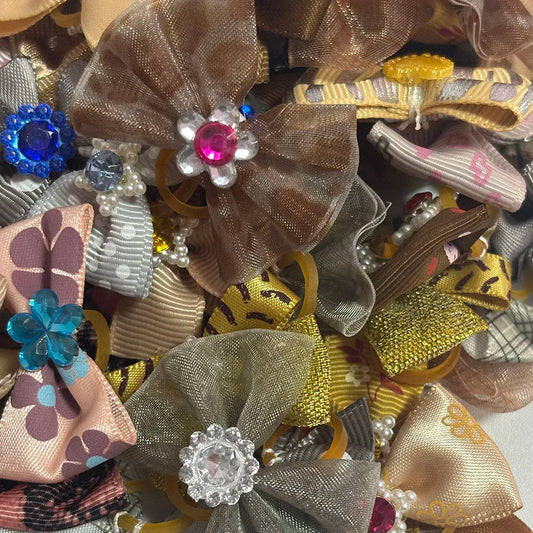 Dog Hair Bows with Pearl & Rhinestone Accents