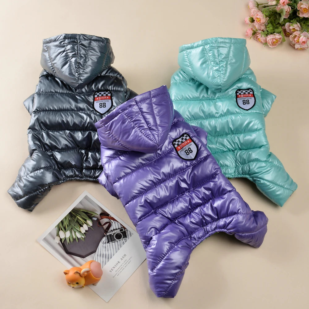 Waterproof Hooded Dog Winter Jumpsuit for Small & Medium Pets