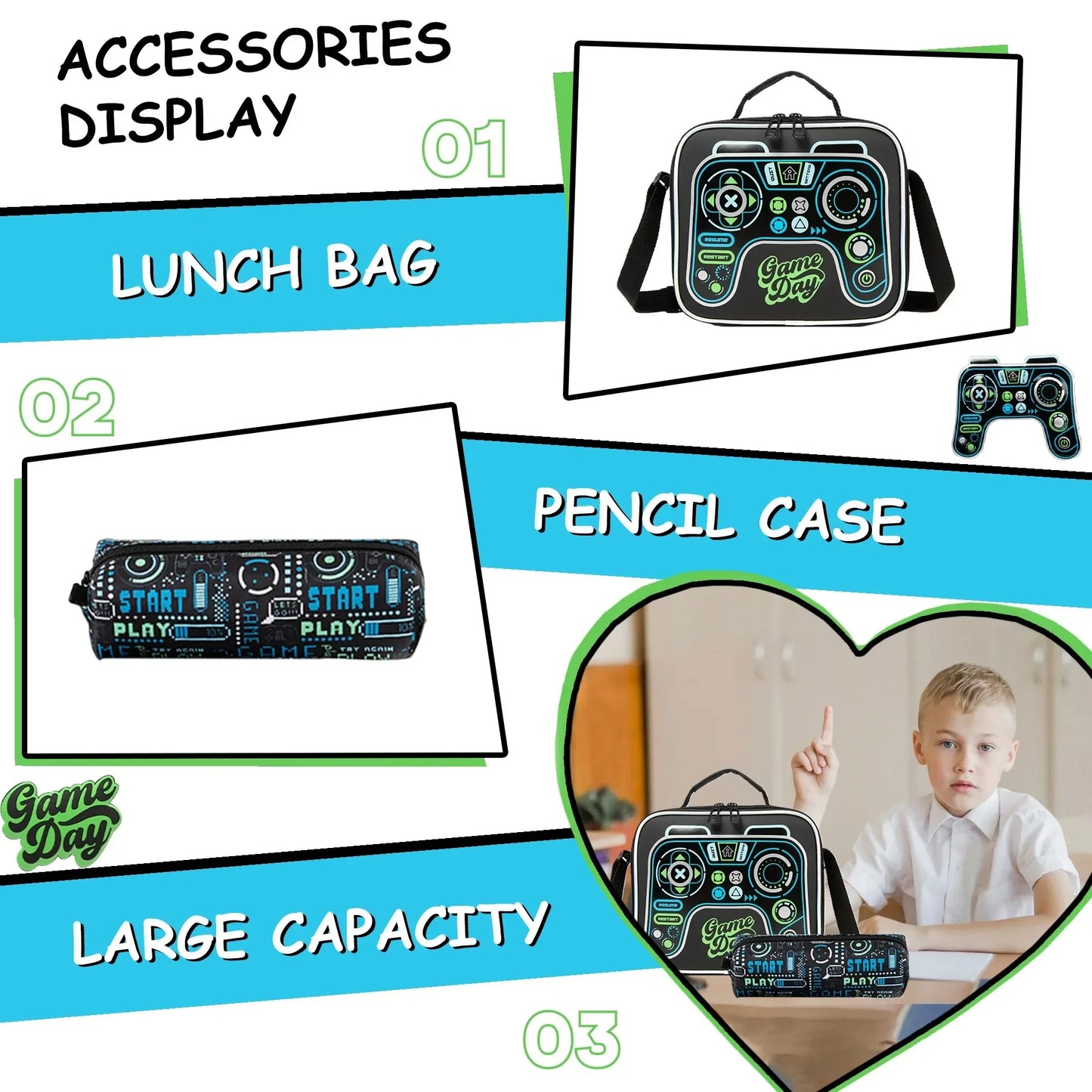 3-in-1 Kids School Backpack Set