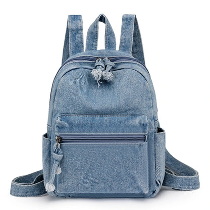 Women’s Washed Denim Casual Backpack