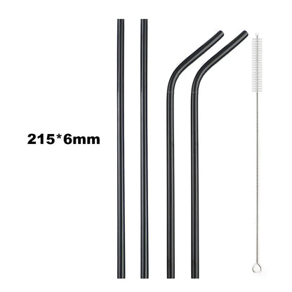 Reusable 304 Stainless Steel Drinking Straws Set with Cleaning Brush