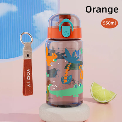 18.6oz Cartoon Water Bottle with Rope
