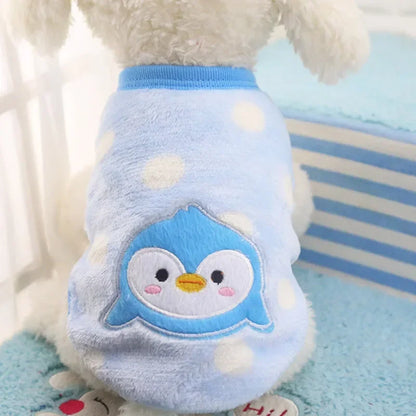 Fleece Dog Vest – Warm Cartoon Clothes for Small Dogs