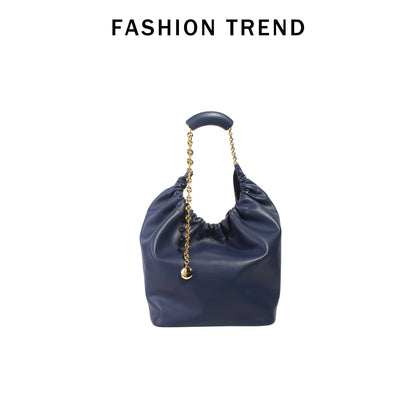Genuine Leather Cloud Bucket Shoulder Bag