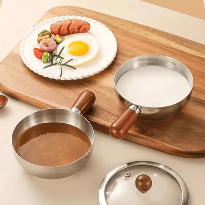 Stainless Steel Milk Pot with Wooden Handle