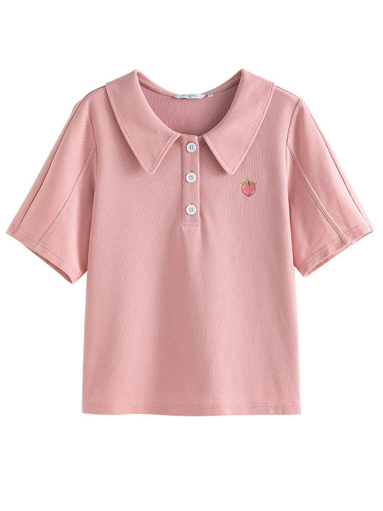 Dushu Embroidered Polo Neck T-Shirt