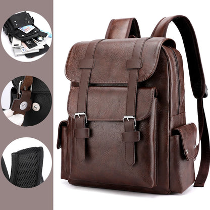 Men’s PU Leather Laptop Backpack