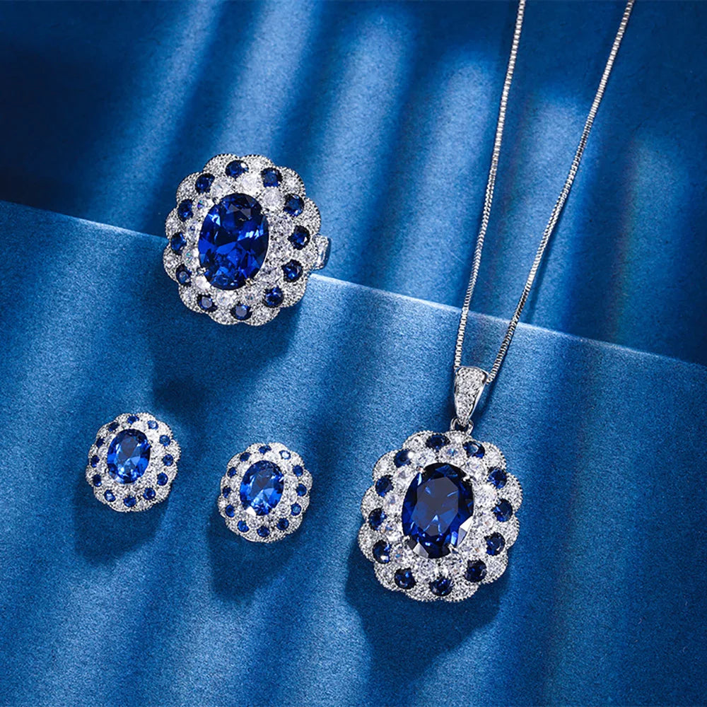 Sapphire-Style Gemstone Jewelry Set