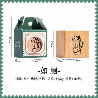 Cute Cat Wooden Decorative Stamp