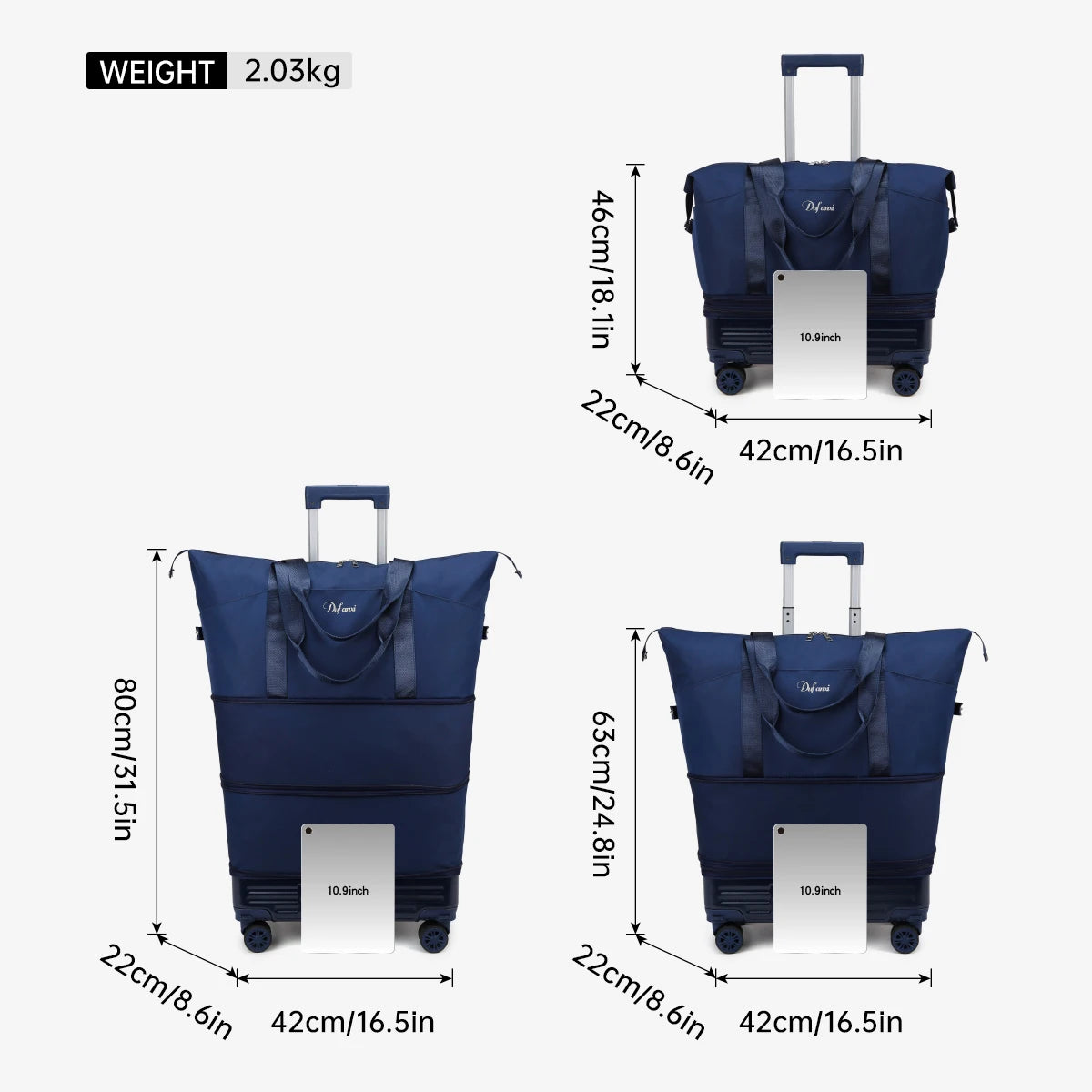 Foldable Wheeled Travel Luggage Bag