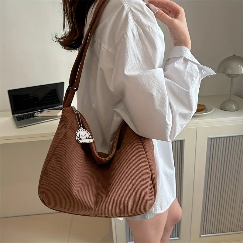 Corduroy Half Moon Shoulder Bag