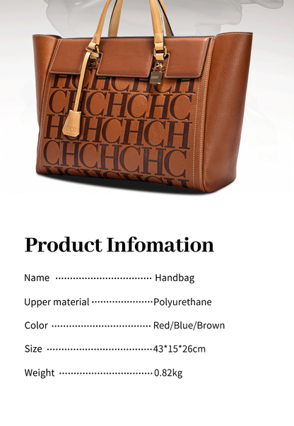 Large Capacity Embossed Tote Bag for Work, Office & Everyday Use