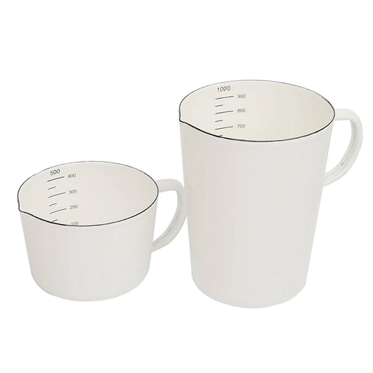 Enamel Measuring Cup with Scale – 500ml / 1000ml Milk Jug