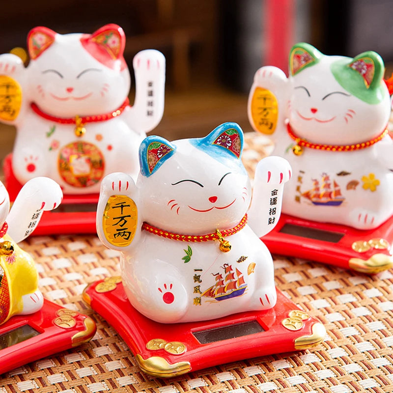 4.5 Inch Ceramic Lucky Solar Cat