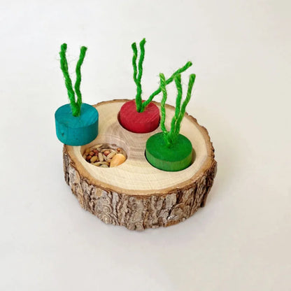 Wooden Hamster Foraging Toy & Chew Snack Box