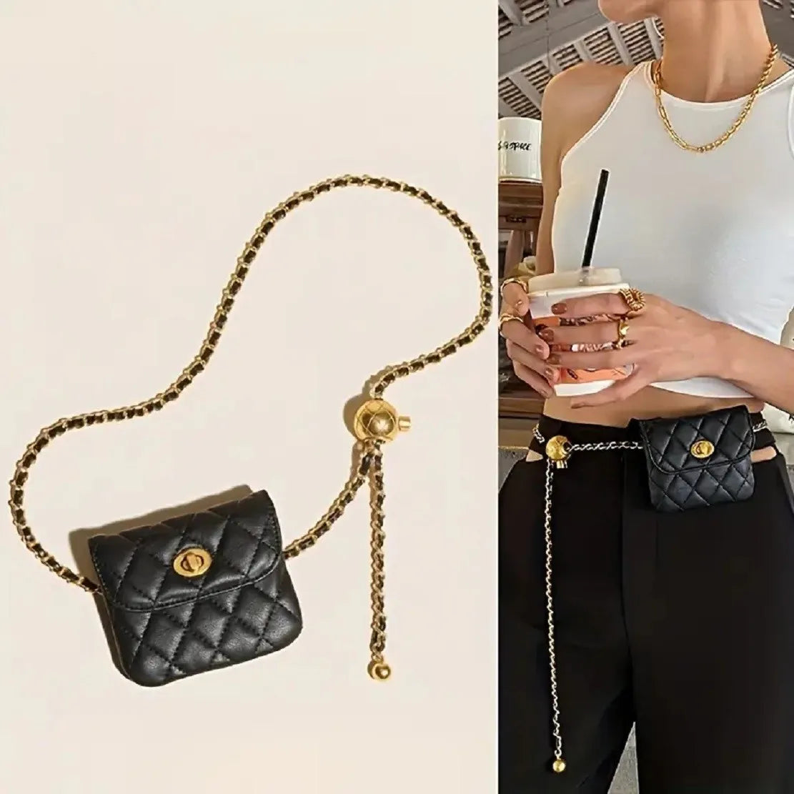 Women’s Quilted Chain Crossbody Waist Bag