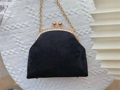 Vintage Green Velvet Pearl Clutch Bag