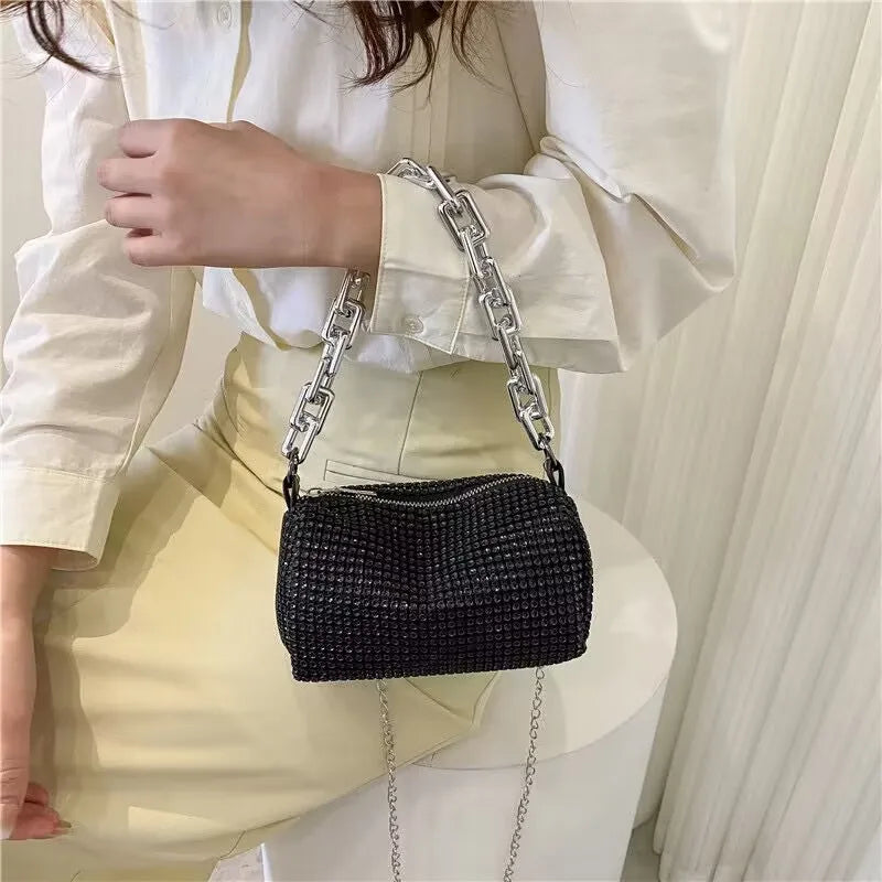 Rhinestone Chain Evening Crossbody Bag