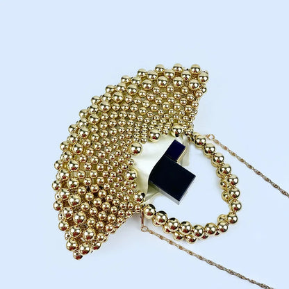 Handmade Beaded Fan-Shaped Evening Bag