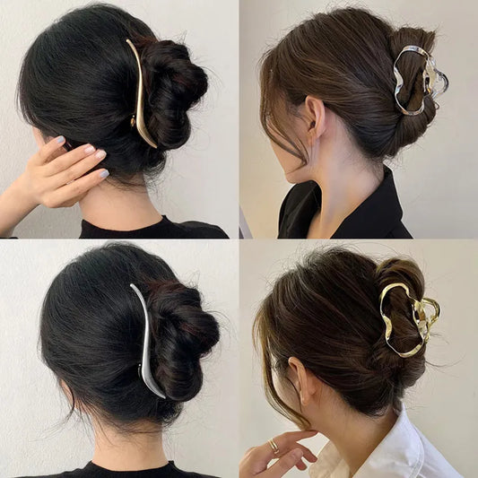 Fashion Elegant Gold Color S-shaped Metal Hairpins