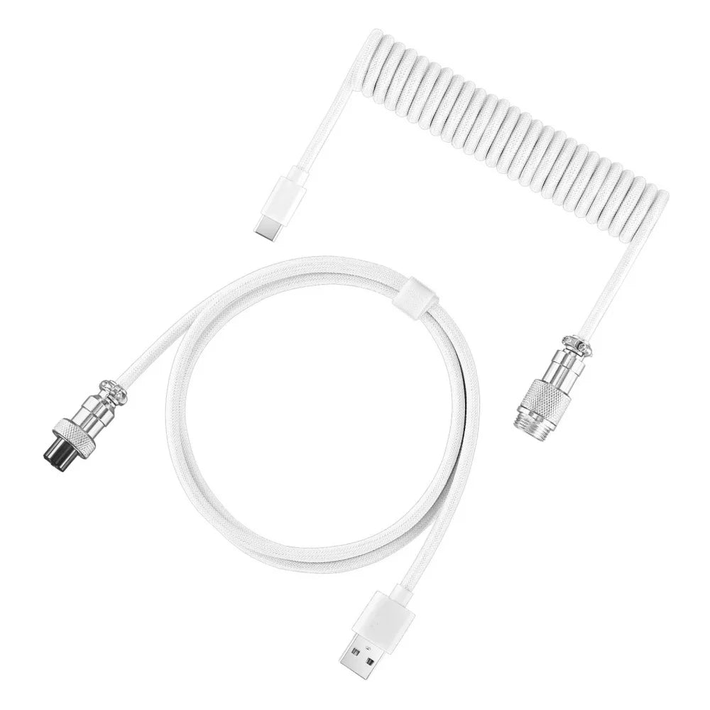 3M Coiled USB-C Mechanical Keyboard Cable – Detachable Aviator Connector