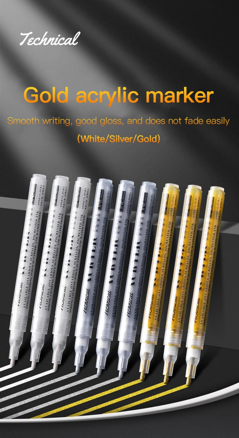 Metallic Acrylic Paint Marker Pens Set