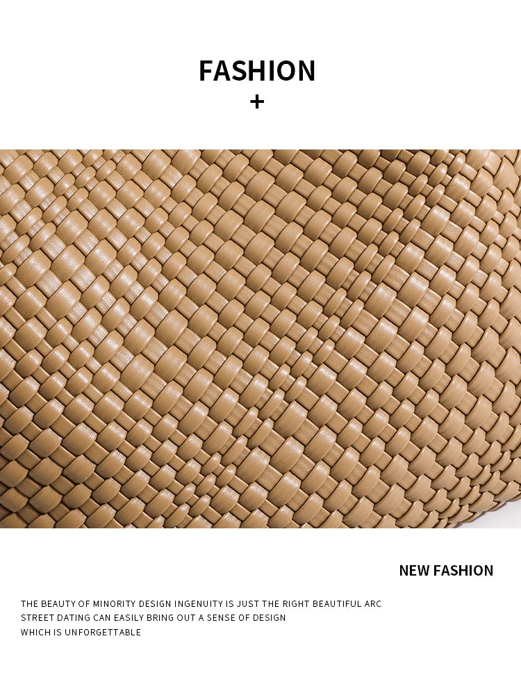 Woven PU Leather Tote Bag with Coin Purse