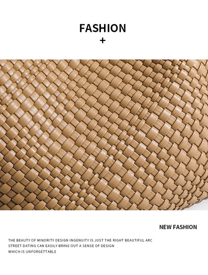 Woven PU Leather Tote Bag with Coin Purse