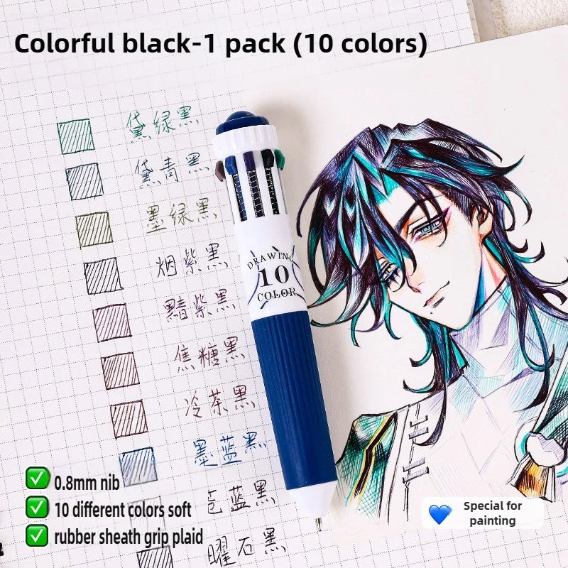 0.8mm Soft Grip Multi-Colour Ballpoint Pen for Drawing & Writing