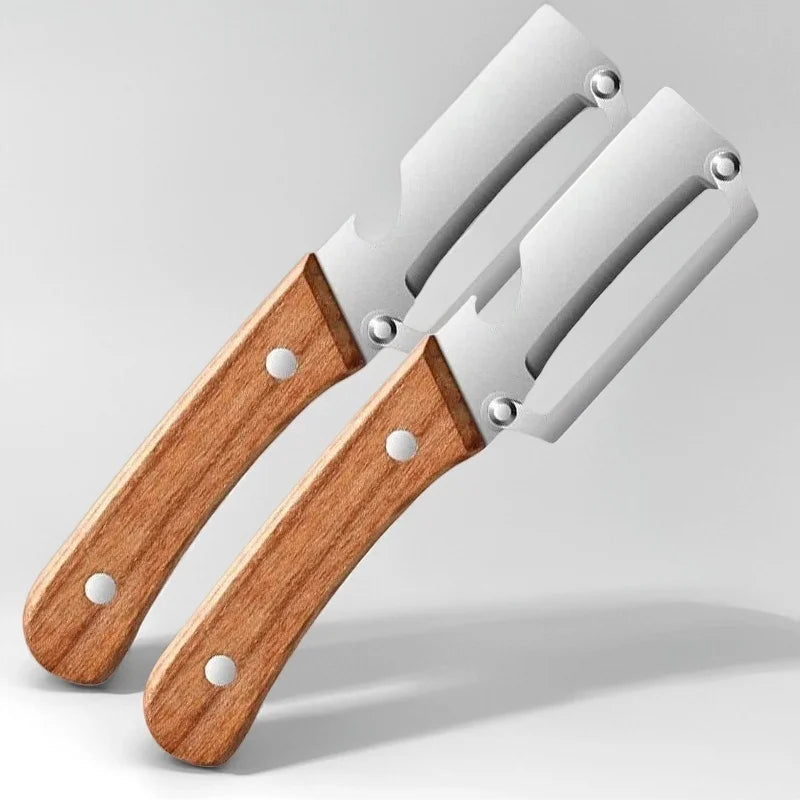 3-in-1 Stainless Steel Vegetable & Fruit Peeler with Oak Handle