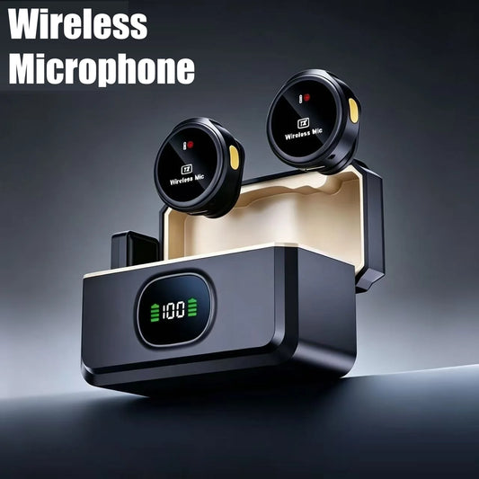 Wireless Lavalier Microphone with Charging Case for iPhone & Android