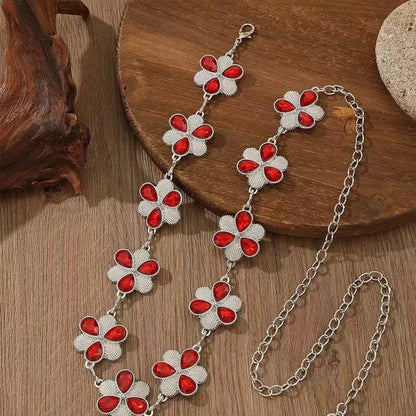Women’s Rhinestone Flower Waist Chain