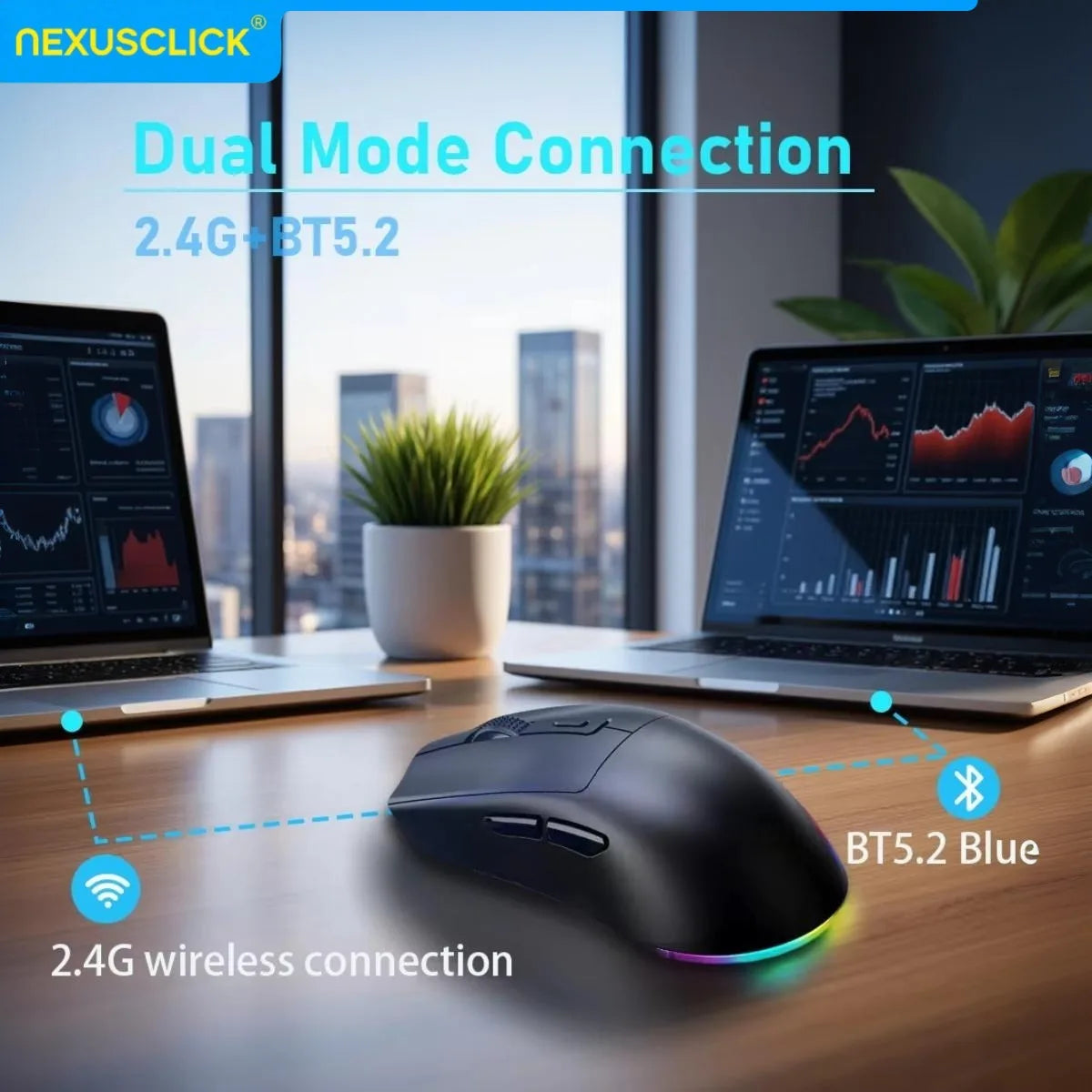 NexusClick X3 Dual-Mode Wireless Gaming Mouse