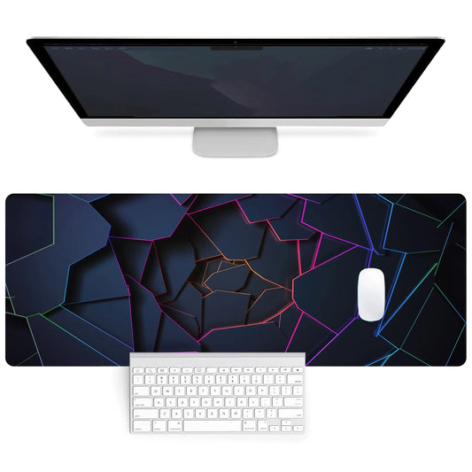 Extended Geometric Gaming Mouse Pad with Non-Slip Base