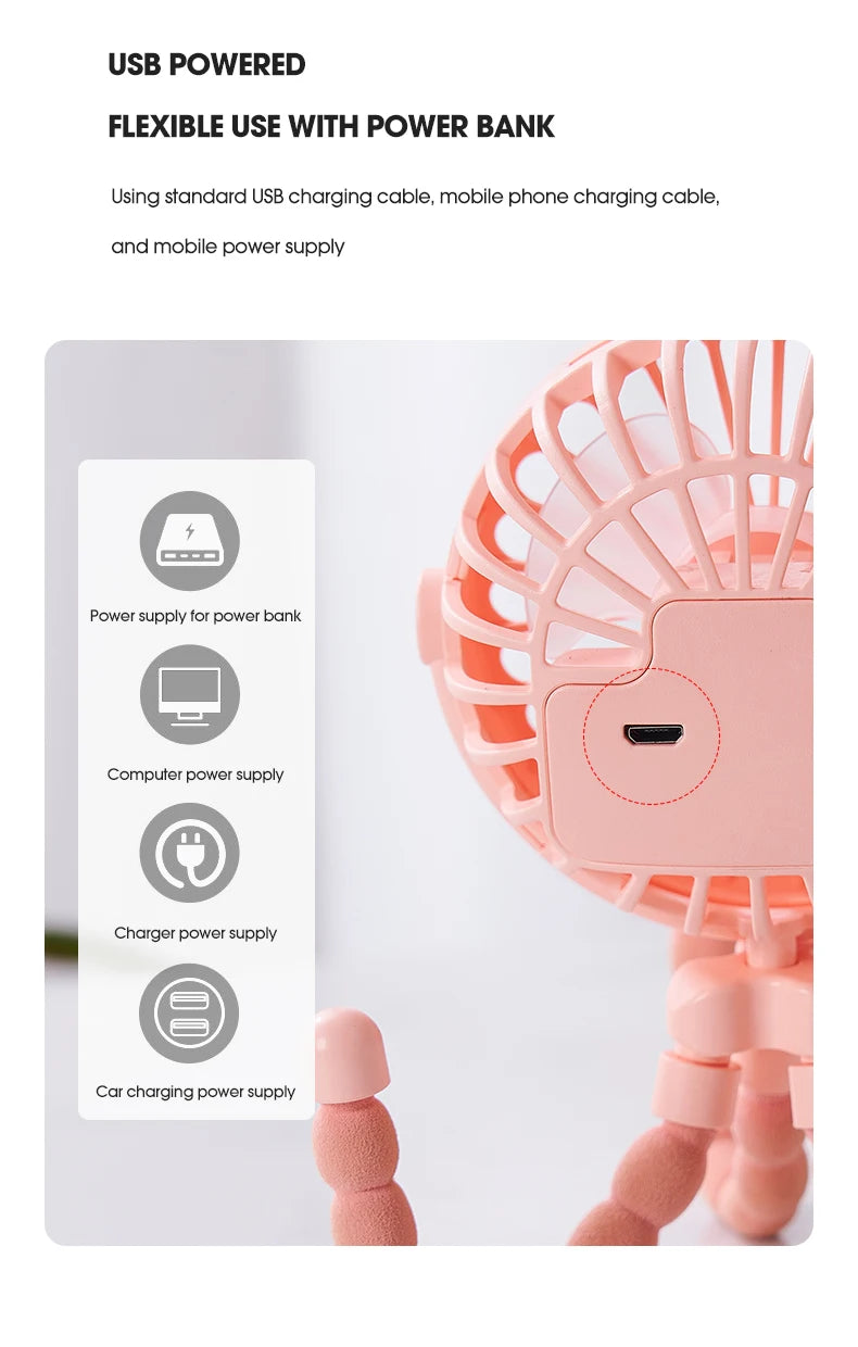 Portable Flexible Tripod Fan