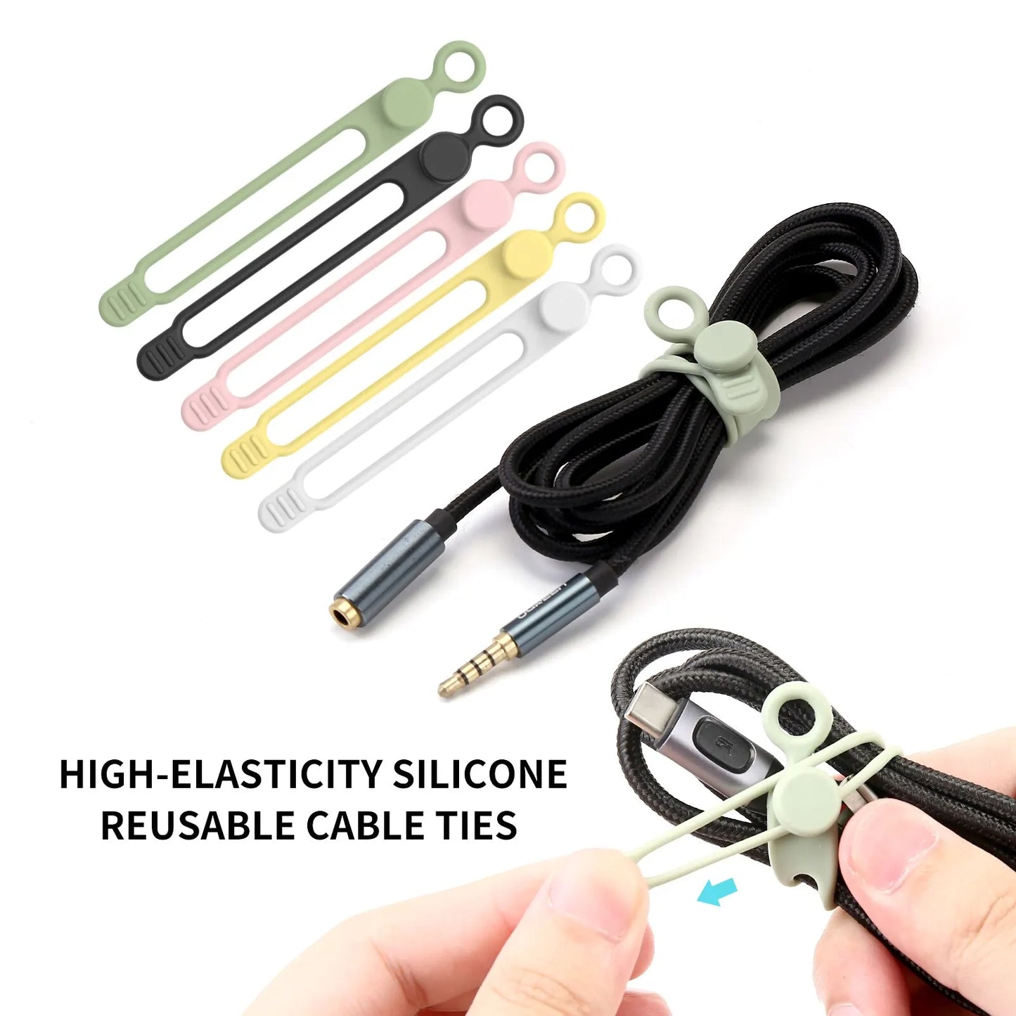 Reusable Silicone Cable Ties for Cord Management & Travel Organization