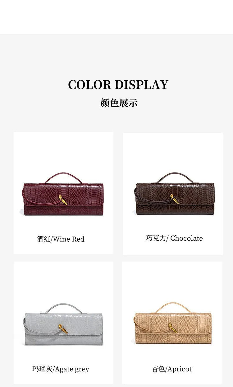 Luxury Snakeskin Top Handle Shoulder Bag