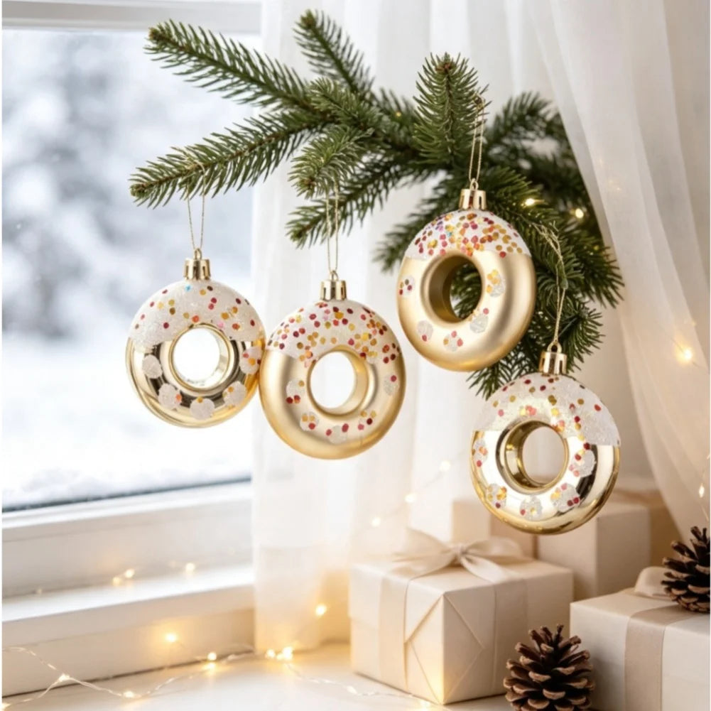 4-Piece Donut Christmas Ornament Set