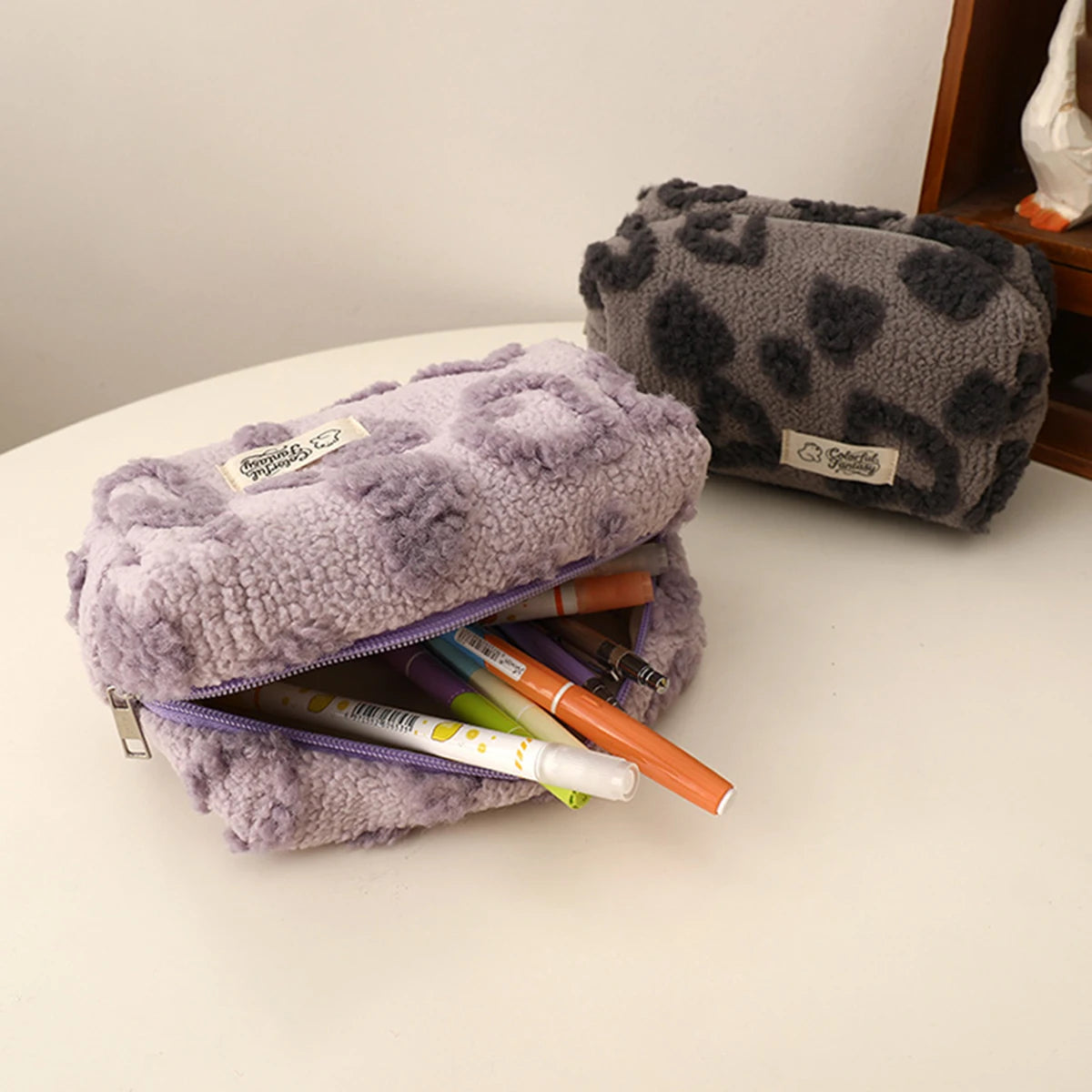 Cute Plush Heart-Shaped Pencil Case