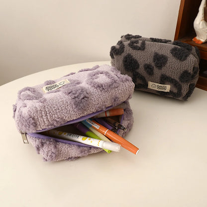 Cute Plush Heart-Shaped Pencil Case
