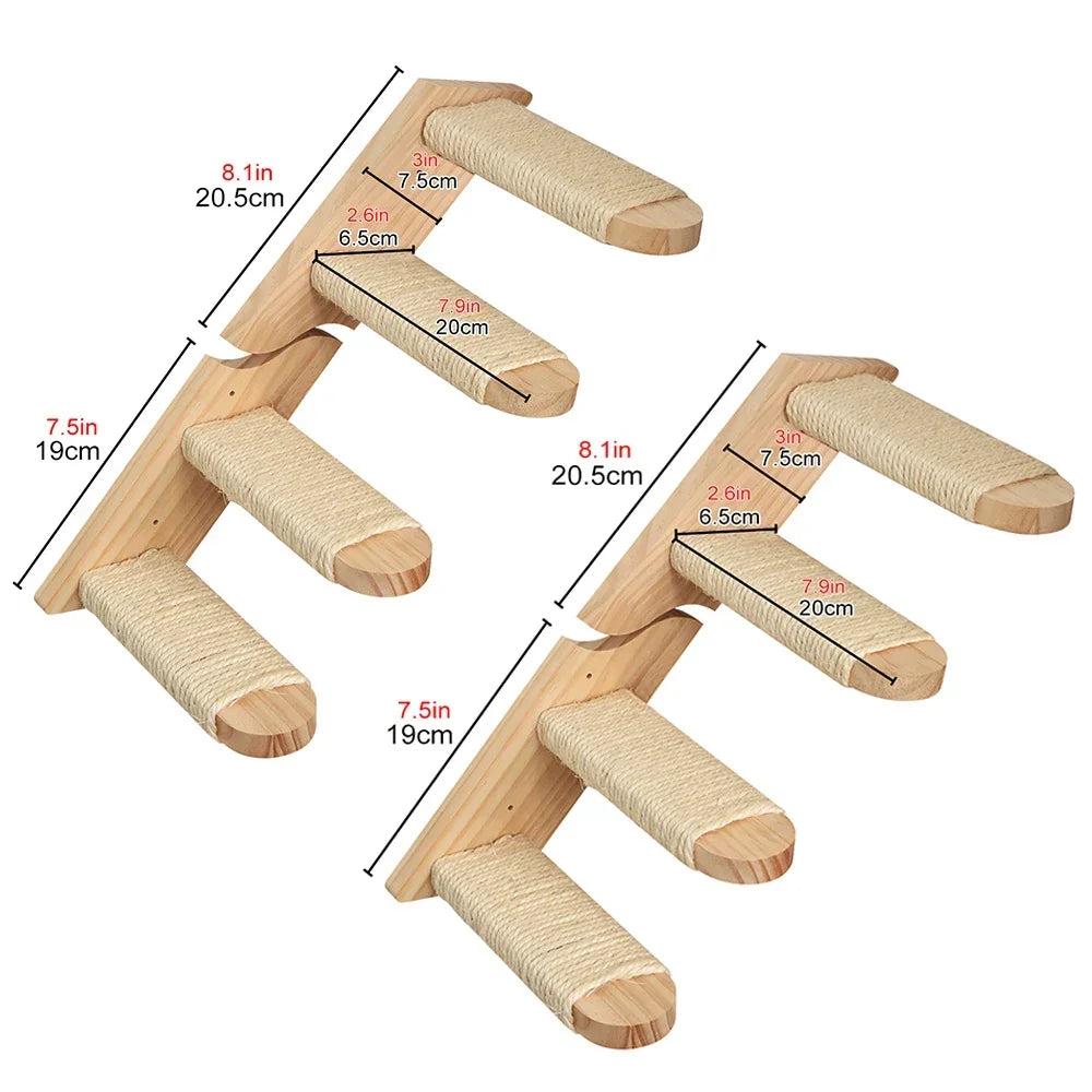 Wooden Wall-Mounted Cat Climbing Shelves & Play Set