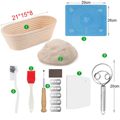 Oval Rattan Banneton Proofing Basket for Sourdough Bread with Washable Linen Liner